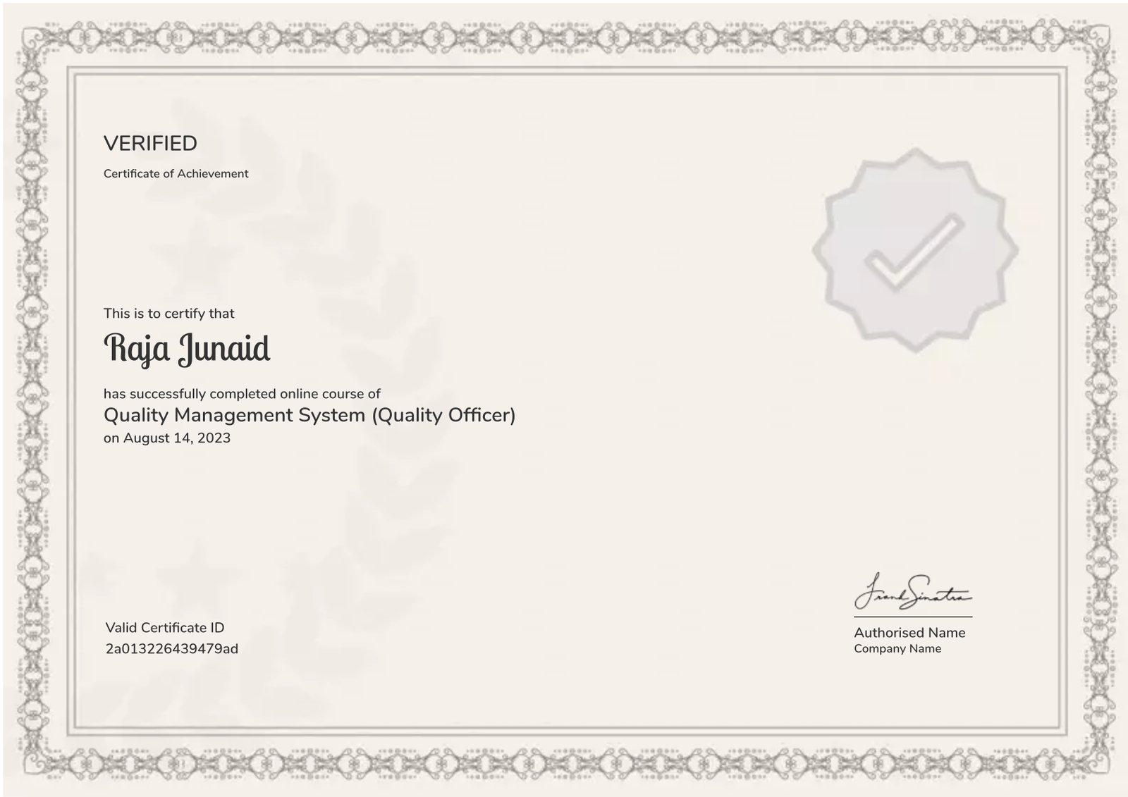 Quality Management System (Quality Officer)