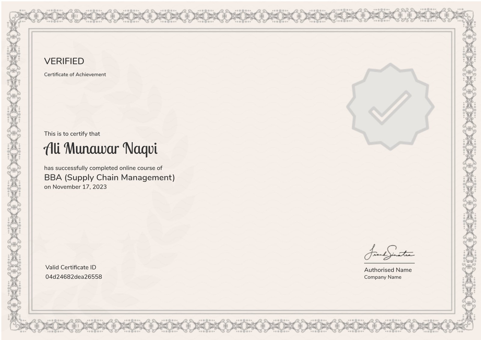 BBA (Supply Chain Management)